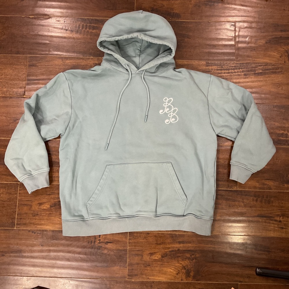 Bogey Boys Mens XL Script Logo Hoodie Sage Green Blue Cotton French Terry Hoodie